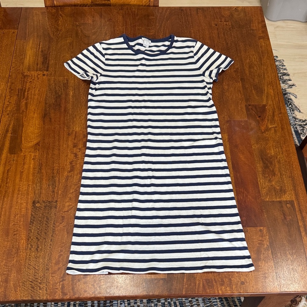 J. Crew Striped Navy and White Dress